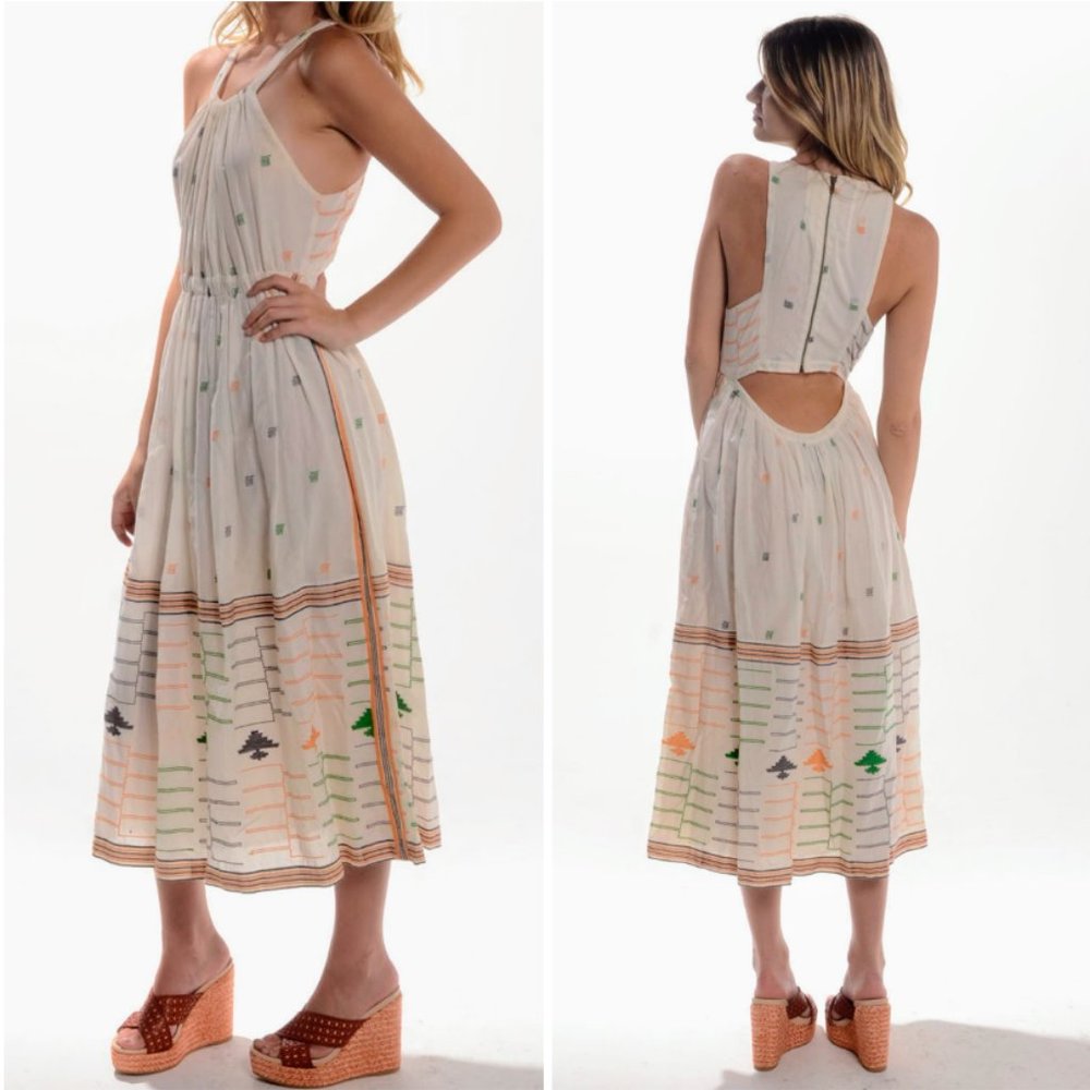 Free People New Romantics Etched Swing Back Cutout Maxi Halter Dress Size: XS